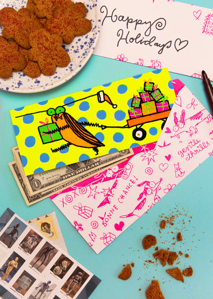 fuzzy neon christmas cucaracha card