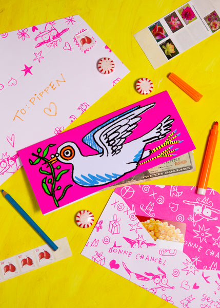 fuzzy neon dove card