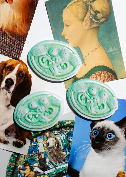 green relief tile magnet