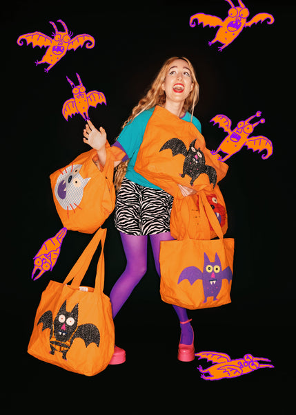 spooky appliqué tote bag