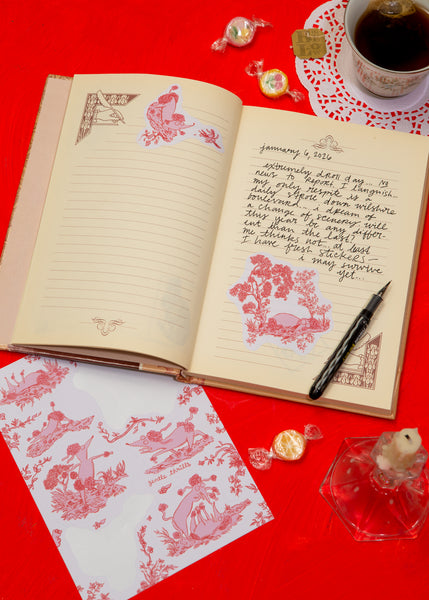 poodle toile sticker sheet